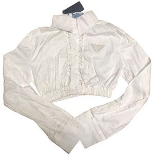 PRADA COTTON CROPPED BUTTON UP TOP